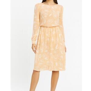 Vintage Alison Peters dress peach and white knee length dress SZ 12 long sleeve